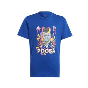 Camiseta adidas Pogba niño - Camiseta de manga corta infantil de algodón adidas de Paul Pogba - azul