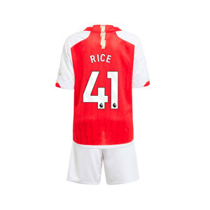 Equipación adidas Arsenal niño pequeño Rice 2023 2024 - Conjunto primera equipación infantil Declan Rice adidas Arsenal 2023 2024 - roja, blanca