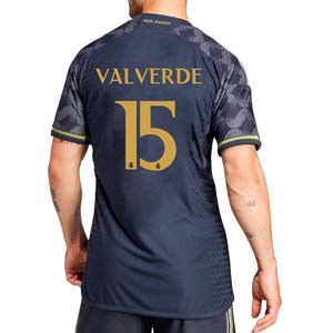 Camisetas adidas 2a Real Madrid Valverde 2023 2024 authentic - Camiseta segunda equipación auténtica adidas de Valverde del Real Madrid CF 2023 2024 - azul marino