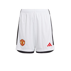 Short adidas United niño 2023 2024 - Pantalón corto infantil de la primera equipación adidas del Manchester United 2023 2024 - blanco