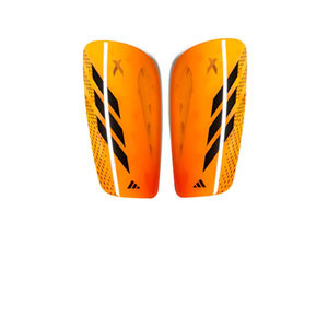 adidas League - Espinilleras de fútbol adidas con mallas de sujeción - naranjas
