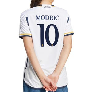Camiseta adidas Real Madrid mujer Modric 2023 2024 authentic - Camiseta primera equipación adidas para mujer auténtica de Luka Modric del Real Madrid CF 2023 2024 - blanca