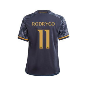 Camiseta adidas 2a Real Madrid Rodrygo niño 2023 2024 - Camiseta segunda equipación infantil adidas de Rodrygo del Real Madrid CF 2023 2024 - azul marino