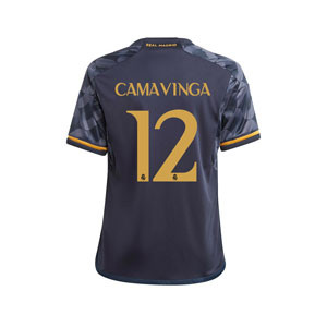 Camiseta adidas 2a Real Madrid Camavinga niño 2023 2024 - Camiseta segunda equipación infantil adidas de Camavinga del Real Madrid CF 2023 2024 - azul marino