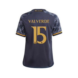 Camiseta adidas 2a Real Madrid Valverde niño 2023 2024 - Camiseta segunda equipación infantil adidas de Valverde del Real Madrid CF 2023 2024 - azul marino