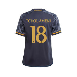 Camiseta adidas 2a Real Madrid Tchouameni niño 2023 2024 - Camiseta segunda equipación infantil adidas de Tchouameni del Real Madrid CF 2023 2024 - azul marino