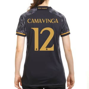 Camiseta adidas 2a Real Madrid Camavinga mujer 2023 2024 - Camiseta de mujer de la segunda equipación adidas deVinicius Jr del Real Madrid CF 2023 2024 - negra