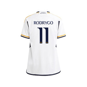 Camiseta adidas Real Madrid niño Rodrygo 2023 2024 - Camiseta de fútbol infantil adidas de Rodrygo Goes del Real Madrid CF 2023 2024 - blanca