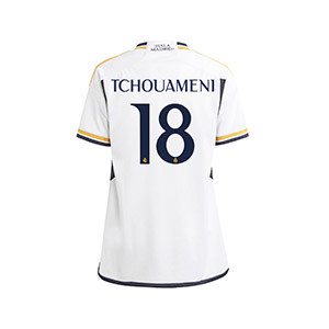 Camiseta adidas Real Madrid niño Tchouaméni 2023 2024 - Camiseta primera equipación infantil Tchouameni adidas Real Madrid CF 2023 2024 - blanca
