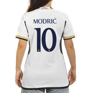 Camiseta adidas Real Madrid mujer Modric 2023 2024 - Camiseta de mujer de la primera equipación adidas de Luka Modric del Real Madrid CF 2023 2024 - blanca