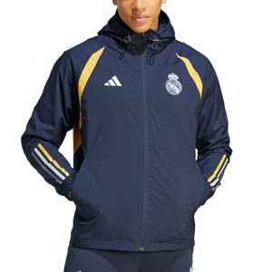 Chaqueta adidas Real Madrid All Weather - Chaqueta cortavientos con capucha adidas del Real Madrid CF - azul marino