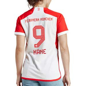 Camiseta adidas Bayern Kane mujer 2023 2024 - Camiseta primera equipación adidas de mujer del Bayern de Múnich de Harry Kane 2023 2024 - blanca, roja