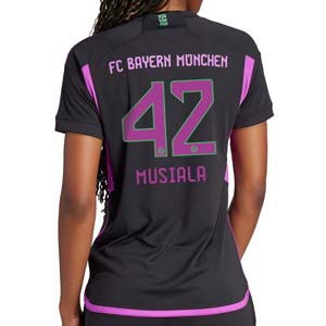 Camiseta adidas 2a Bayern Musiala mujer 2023 2024 - Camiseta segunda equipación adidas de mujer del Bayern de Múnich de Jamal Musiala 2023 2024 - blanca