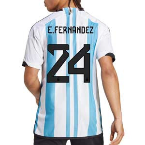 Camiseta adidas Argentina 3 estrellas E. Fernández - Camiseta primera equipación adidas de Enzo Fernández selección Argentina Mundial 2022 con 3 estrellas - azul celeste, blanca