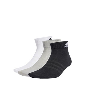 Pack calcetines tobilleros adidas finos 3 pares - Pack de 3 calcetines tobilleros adidas finos - blanco, negro