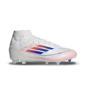 adidas F50 League Mid FG/MG W - Botas de fútbol adidas para mujer con tobillera para césped artificial - blancas