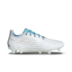 adidas Copa Pure.1 FG - Botas de fútbol de piel de canguro adidas FG para césped natural o artificial de última generación - blancas y azul celeste