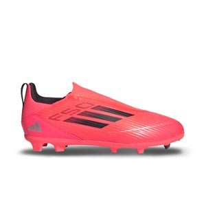 adidas F50 League LL FG/MG J - Botas de fútbol infantiles sin cordones adidas FG/MG para césped artificial - salmón