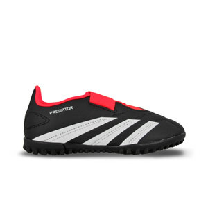 adidas Predator Club Velcro TF J - Zapatillas de fútbol multitaco infantiles con velcro adidas suela turf - negras, rojas