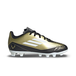 adidas F50 Club Messi FxG J - Botas de fútbol infantiles adidas FxG para múltiples terrenos - doradas