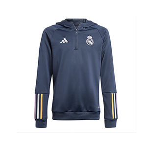Sudadera adidas Real Madrid niño Hoody - Sudadera con capucha de paseo infantil adidas del Real Madrid CF - azul marino
