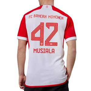 Camiseta adidas Bayern Musiala 2023 2024 - Camiseta primera equipación adidas del Bayern de Múnich de Jamal Musiala 2023 2024 - blanca, roja