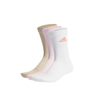 Pack calcetines adidas Sportswear acolchados 3 pares - Pack de 3 calcetines acolchados de media caña adidas - blancos, rosas, beige