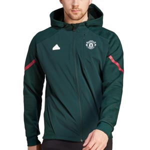 Sudadera adidas United Designed 4 Game Day Hoody - Sudadera con capucha adidas himno del Manchester United FC - verde oscuro