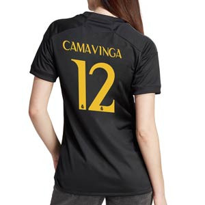 Camiseta adidas 3a Real Madrid Camavinga mujer 2023 2024 - Camiseta de la tercera equipación mujer de Camavinga Adidas del Real Madrid 2023 2024 - negra