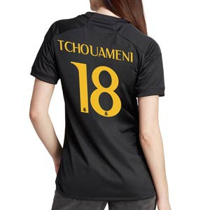 Camiseta adidas 3a Real Madrid Tchouameni mujer 2023 2024 - Camiseta de la tercera equipación mujer de Tchouameni Adidas del Real Madrid 2023 2024 - negra