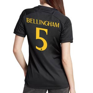 Camiseta adidas 3a Real Madrid Bellingham mujer 2023 2024 - Camiseta de la tercera equipación mujer de Bellingham Adidas del Real Madrid 2023 2024 - negra