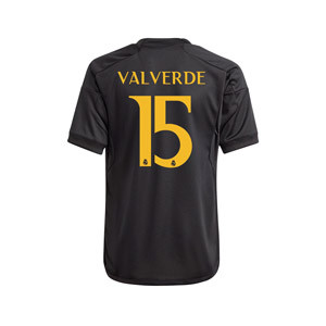 Camiseta adidas 3a Real Madrid Valverde niño 2023 2024 - Camiseta de la tercera equipación infantil de Valverde Adidas del Real Madrid 2023 2024 - negra