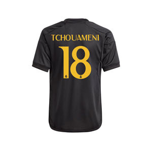 Camiseta adidas 3a Real Madrid Tchouameni niño 2023 2024 - Camiseta de la tercera equipación infantil de Tchouameni Adidas del Real Madrid 2023 2024 - negra