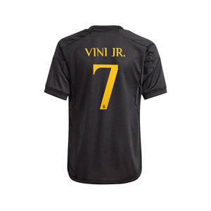 Camiseta adidas 3a Real Madrid Vinicius Jr niño 2023 2024 - Camiseta de la tercera equipación infantil de Vinicius Jr Adidas del Real Madrid 2023 2024 - negra