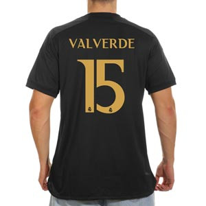 Camiseta adidas 3a Real Madrid Valverde 2023 2024 - Camiseta tercera equipación adidas de Valverde del Real Madrid CF 2023 2024 - negra