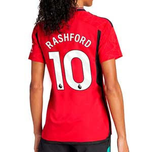 Camiseta adidas United mujer Rashford 2023 2024 - Camiseta primera equipación adidas para mujer de Marcus Rashford del Manchester United 2023 2024 - roja