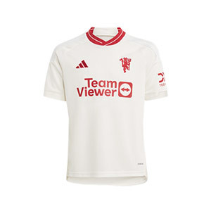 Camiseta adidas 3a United niño 2023 2024 - Camiseta tercera equipación infantil adidas del Manchester United 2023 2024 - blanca