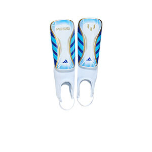 Espinilleras adidas Messi J Match SG - Espinilleras de fútbol infantiles adidas con tobillera protectora - blancas