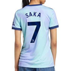 Camiseta adidas 3a Arsenal mujer Saka 24 25 PL - Camiseta para mujer tercera equipación de Saka adidas del Arsenal para la Premier League 2024 2025 - azul claro, lila