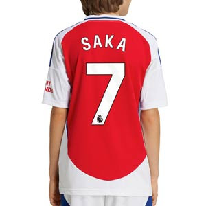 Camiseta adidas Arsenal niño Saka 24 25 PL - Camiseta infantil de la primera equipación de Saka adidas del Arsenal para la Premier League 2024 2025 - roja