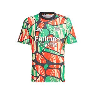 Camiseta adidas Arsenal niño pre-match - Camiseta de calentamiento prepartido infantil adidas del Arsenal - roja, verde