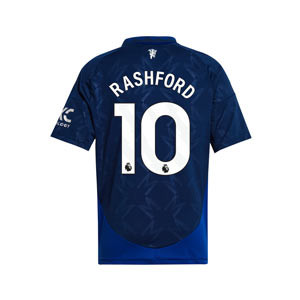 Camiseta adidas 2a Manchester United niño Rashford 24 25 PL - Camiseta infantil segunda equipación de Rashford adidas del M. United para la Premier League 2024 2025 - azul marino