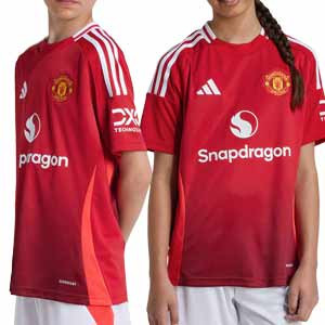Camiseta adidas niño Manchester United 1a 2024 2025 - Camiseta infantil de la primera equipación adidas del Manchester United 2024 2025 - roja