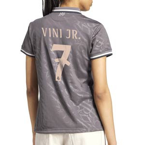 Camiseta adidas 3a Real Madrid mujer Vinicius Jr 24-25 - Camiseta para mujer de la tercera equipación adidas de Vinicius Jr del Real Madrid 2024 2025 - gris