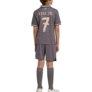 Equipación adidas 3a Real Madrid niño Vinicius Jr 24-25 - Conjunto infantil de la tercera equipación adidas de Vinicius Jr del Real Madrid 2024 2025 - gris