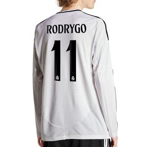 Camiseta manga larga adidas Real Madrid Rodrygo 24-25 - Camiseta de manga larga de la primera equipación adidas de Rodrygo del Real Madrid 2024 2025 - blanca
