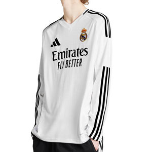 Camiseta adidas Real Madrid 2024 2025 manga larga - Camiseta de manga larga de la primera equipación adidas del Real Madrid CF 2024 2025 - blanca