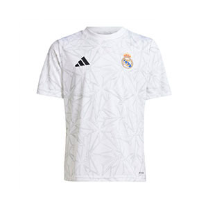 Camiseta adidas Real Madrid niño pre-match - Camiseta pre-partido infantil adidas del Real Madrid 2024 2025 - blanca