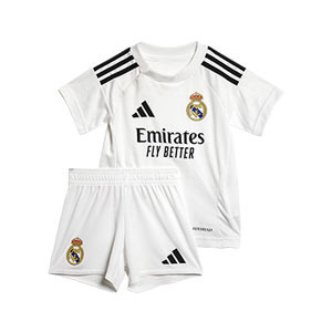 Equipación adidas Real Madrid bebé 2024 2025 - Conjunto de la primera equipación adidas bebé del Real Madrid CF 2024 2025 - blanco