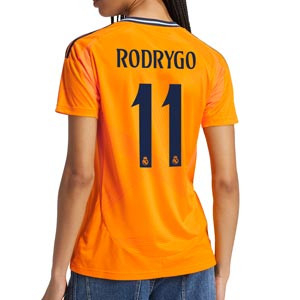 Camiseta adidas 2a Real Madrid mujer Rodrygo 24-25  - Camiseta para mujer de la segunda equipación adidas de Rodrygo del Real Madrid 2024 2025 - naranja